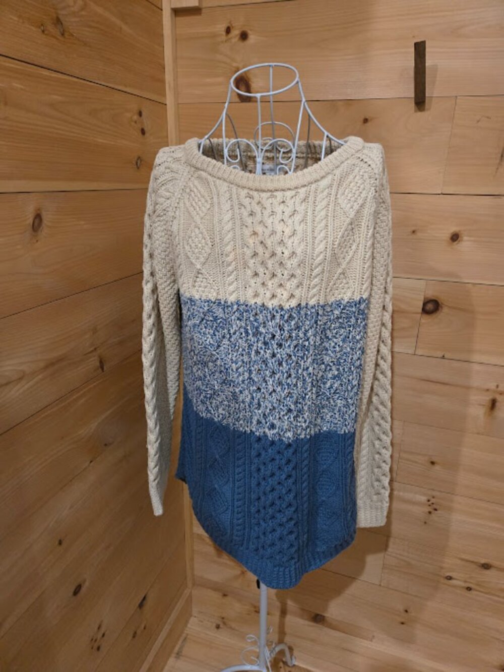 LL Bean Ombre Blue Signature Cotton Fisherman Sweater - M